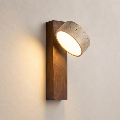 Applique Murale en Travertin et Bois Orientable – Calista