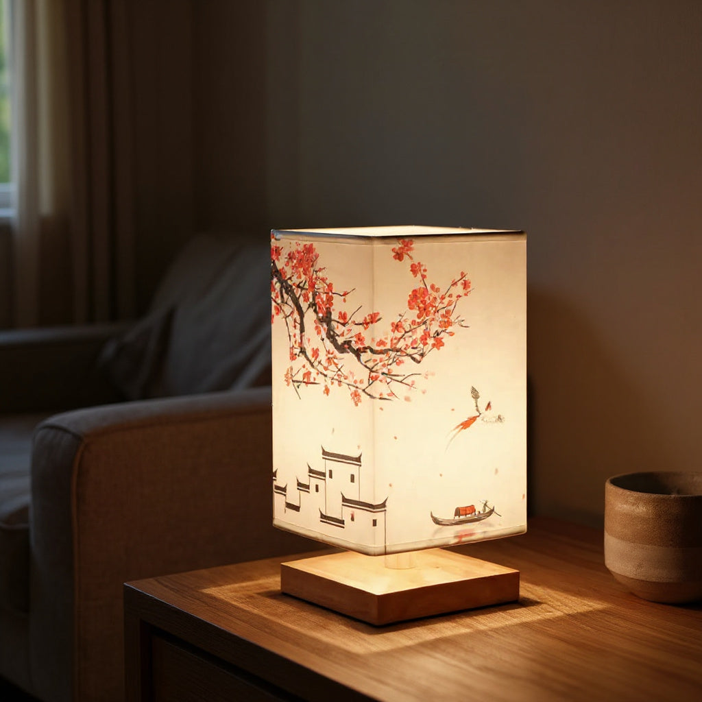 Lampe de chevet japonaise dans un intérieur chaleureux