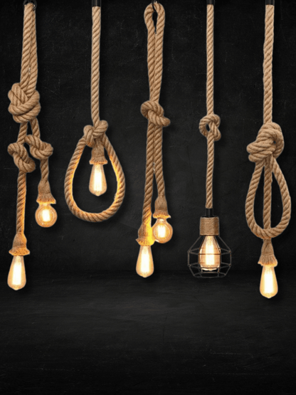Lampe Suspendue | Vintage en Corde de Chanvre